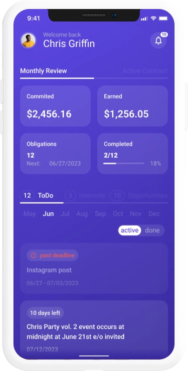 Influencer mobile app design